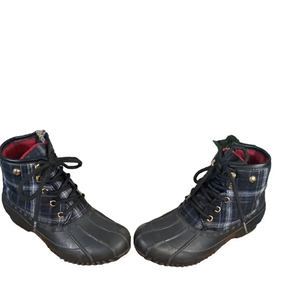 Tommy Hilfiger Women’s Black & Blue Duck TW Roan Zipper Rain Boots Size 7